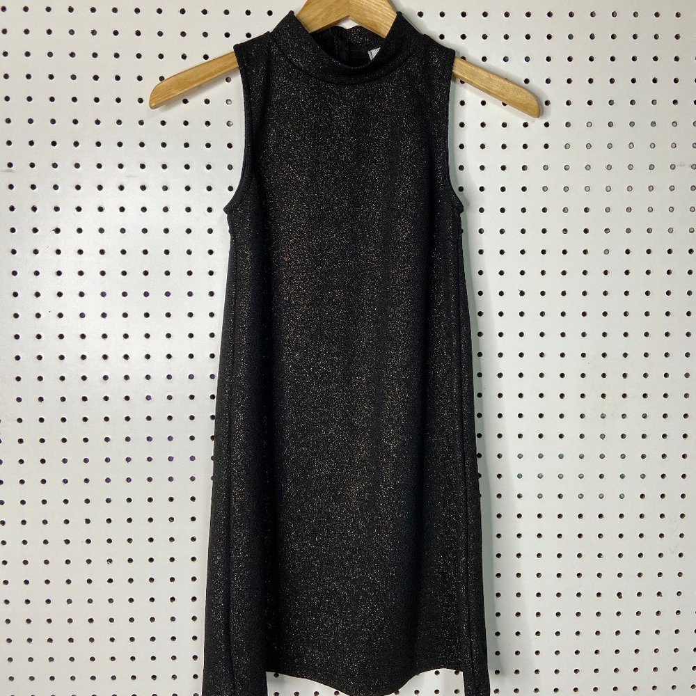 Mockneck Sleeveless Sparkly Shift Dress